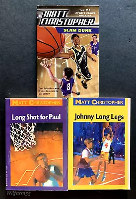 3 Lot  MATT CHRISTOPHER Books  BASKETBALL Books   Slam Dunk  Long Shot For Paul • $9.99