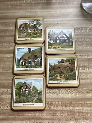 Vintage Pimpernel English Cottages Placemats Cork Back Set Of 6 Size 8”x 9” NOS • $14