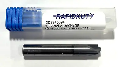 RapidKut Carbide Corner Rounding End Mill 3/32  Radius X 3/8  Shank 3 Flute TiCN • $28.99