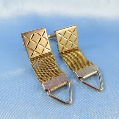 Vintage Signed SWANK Gold-Tone Mesh Wrap-Around Cufflinks Diamond-Cut Sparkling • $11.99