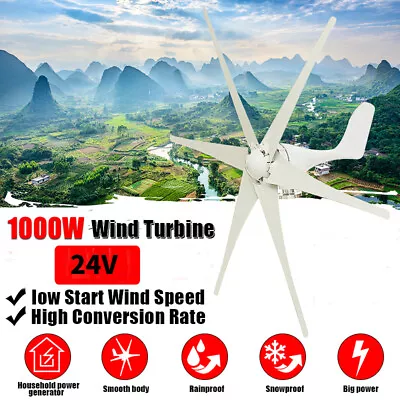 6 Blades Wind Turbine Generators 24V 800W Windmill Power Aerogenerat Kit • £144.52