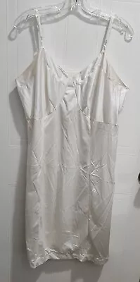 Vintage Sears Full Slip Dress Size 42 White Shiny Satin 84405  • $22.74