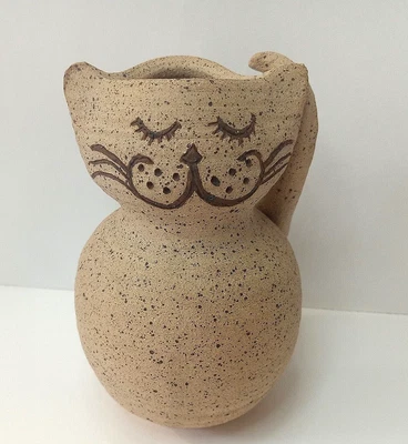 $17.80 • Buy Studio Pottery Cat Vase Hand-Formed Speckled 4 1/2  Tall CR Vintage