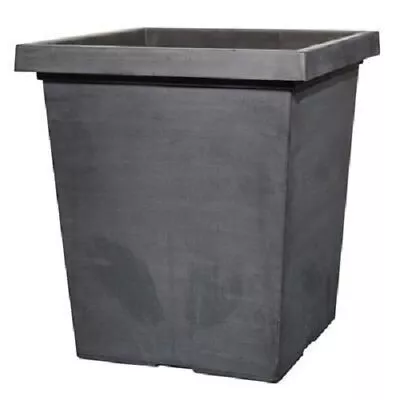 43 Litre Aged Black Large Plant Pot Outdoor Garden Tall Square Plastic Planter • £15.99