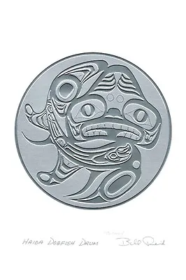 Haida Dogfish Drum Bill Reid Silver Embossed Art Card Northwest Coast Native • $11.95