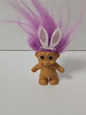 Vintage 2  Miniature Russ Easter Troll With Bunny Ears And Purple Hair • $4.99