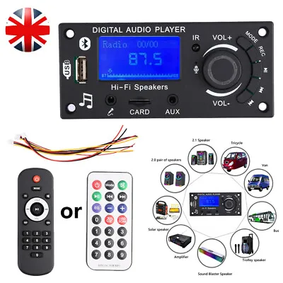 12V LCD MP3 Decoder Board Bluetooth 5.0 FM Audio Module WMA WAV + Remote Control • £12.99