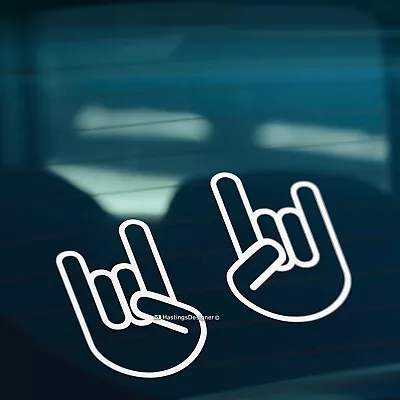 £2.30 • Buy 2x ROCK HAND Horns Sign On Car Window Bumper DRIFT JDM Vinyl Decal Stickers