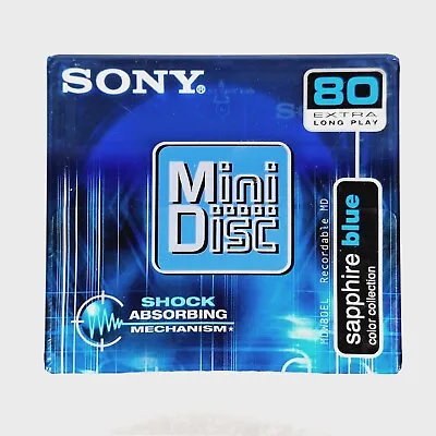 SONY MiniDisc Recordable MD 80mins Extra Long Play Sapphire Blue New And Sealed • £8.99