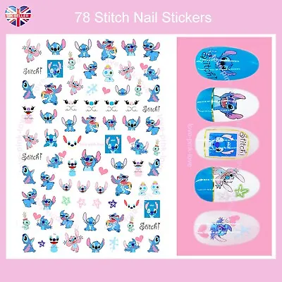 🌸DISNEY STITCH 78 3D Nail Art Stickers Decals Transfers Kawaii UK SELLER🌸 • £2.99