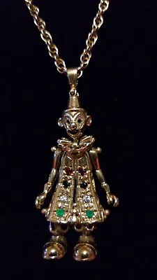 FABULOUS 9ct 375 Yellow Solid Gold Articulated Movable CLOWN Pendant & 24  Chain • £789.99