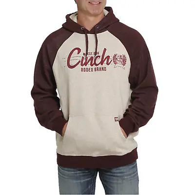 Cinch® Men's Logo Khaki & Burgundy Pullover Hoodie MWK1217008 • $49.97