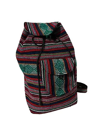 Pinzon Mexican Blanket Multicolor Woven Backpack Hippie Boho Bag • $22