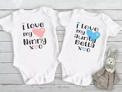 Personalised Baby Bodysuit I Love My Family Add Your Name Custom Print Romper • $25