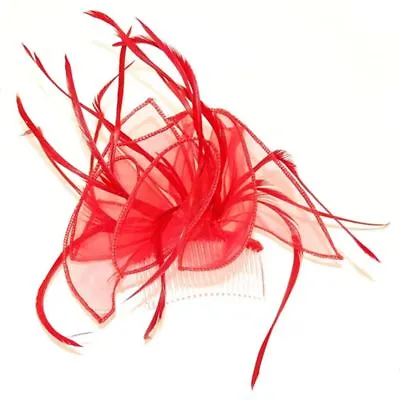 Feather Fascinator Looped Net Comb Weddings Funeral Ladies Day Royal Ascot • £6.49