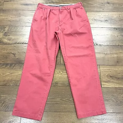 Polo Ralph Lauren Pants Mens 36x32 Vintage Andrew Chino Pleated Pink Relaxed Fit • $29.99