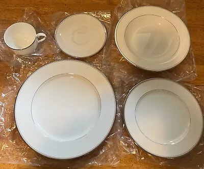 NIB Lot Of 4 Sets 5 Piece Dinner Mikasa Gothic Platinum Bone China Discontinued • $200