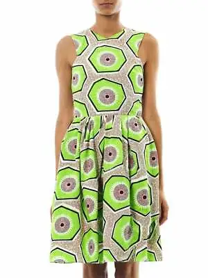 $185 • Buy NWT CARVEN Paris Cotton AFRICAN Art FLORAL Print RETRO Fit Flare Dress 38 6 US
