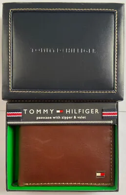 £25.99 • Buy Genuine Tommy Hilfiger Men's Leather Logan Tan Bi-fold Wallet With Zipper