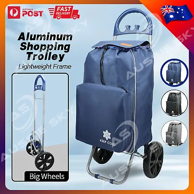 Foldable Shopping Cart Trolley Grocery Basket Market Luggage Bag Wheels Carts • $49.99