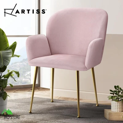 $186.30 • Buy Artiss  Set Of 2 Kynsee Dining Chairs Armchair Cafe Chair Upholstered Velvet Pin