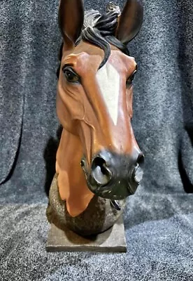 Vintage Realistic Horse Head Bust Matte Finish Resin 16.5” Equestrian Sculpture • $65