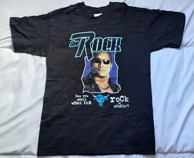 £36 • Buy Vintage WWF The Rock Medium Black T-Shirt Wrestling WWE
