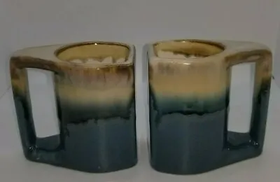 Padilla Mexico Glazed Dripware   Stoneware Stacking Coffee Mugs Set Of 2  Blue • $27