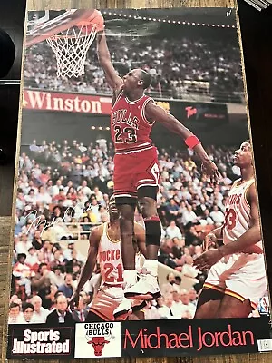 Vintage 90s Basketball Poster Micheal Jordan  23”x35” Sports Illustrated Signed • $24.99