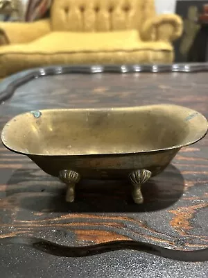 Vintage Brass Miniature Bathtub Clawfoot Tub Soap Dish • $20