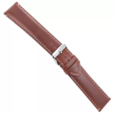 24mm Hadley Roma Chestnut Contrast Stitched Oil-Tan Leather Mens Band XL 885 • $29.95