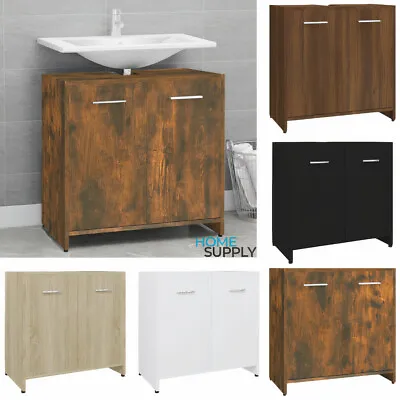 Modern Wooden Under The Sink Bathroom Toilet Storage Cabinet Unit With 2 Doors • £38.99