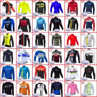 Winter Cycling Mens Thermal Fleece Jersey Bike Uniform Bicycle Long Sleeve Shirt • $45.52