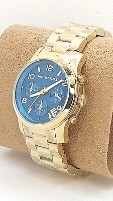 Mk7353 Michael Kors Classic Runway Women's Watch Gold Tone Blue Dial • $129