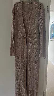 Free People Pink Quartz Maxi Duster Sweater Set XL • $75