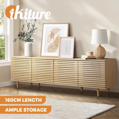 $209.90 • Buy Oikiture TV Cabinet Entertainment Unit Stand Storage Unique Door Furniture 160CM