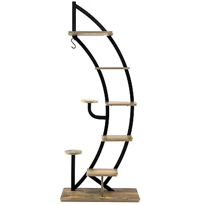 £69.99 • Buy 8-Tier Tall Wooden Plant Stand Rack Curved Half Moon Shape Ladder Planter Shelf