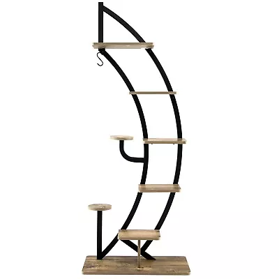 £69.99 • Buy 8-Tier Tall Wooden Plant Stand Rack Curved Half Moon Shape Ladder Planter Shelf