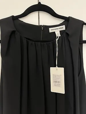 $49 • Buy Country Road Gathered Neck Shell Top (Black) -10- BNWT
