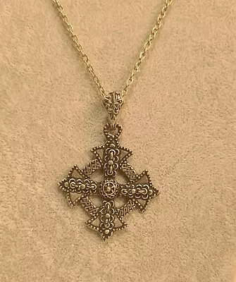 Celtic Cross Pendant Scottish Vintage Ornate 1970s Silver Tone Necklace VGC  • £13.99