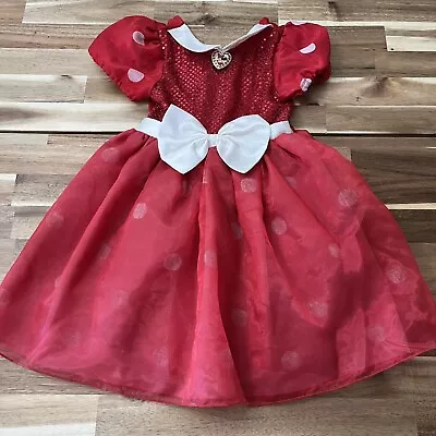 Disney Store Minnie Mouse Little Girl’s Red White Costume Dress Size XS 4 • $18.99