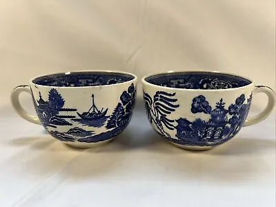 VTG Set 2 Homer Laughlin Blue Willow Transfer Cups Replacements • $18