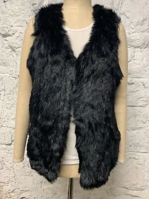 BNWT Designer Longline Genuine Rabbit Fur Knit Vest/ Gilet JETT BLACK One Size • $51.81