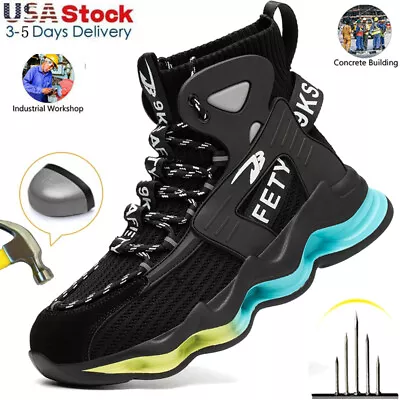 Mens Steel Toe Work Boots Safety Indestructible Roofing Shoes Size 8-13 US • $28.89