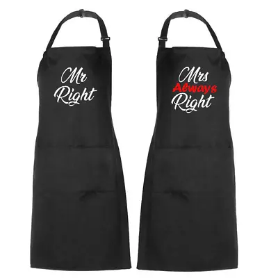Personalised Adults Apron Valentines Couple Mr And Mrs Right Family Bake Unisex • £25.40