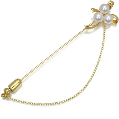 Auth MIKIMOTO Brooch Akoya Pearl 5.5mm Ribbon Lapel Pin 18K 750 Yellow Gold • $294.97