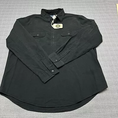 Polo Ralph Lauren Shirt Mens XL Black Popover 1/4 Zipper Pullover Pockets New • $39.98