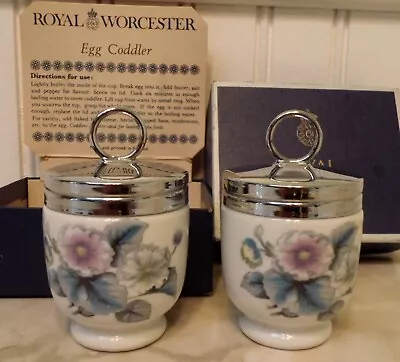 Vintage Royal Worcester Porcelain Egg Coddlers - 2  Floral Decor With Box • $49.14