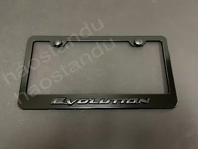 1x Black EVOLUTION 3D Emblem Badge BLACK Stainless License Plate Frame RUST FREE • $22.72