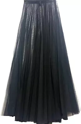 Windsor Sheer Pleated Black Skirt Solid Long Maxi Woman's Light Weight Mesh 43  • $25.99